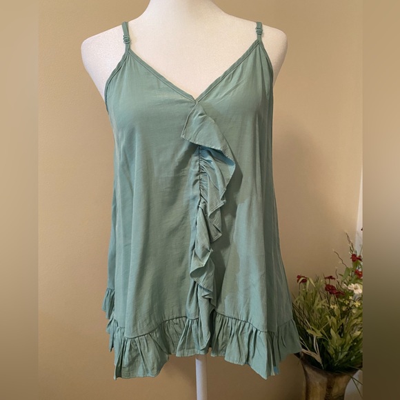 Mustard Seed Spaghetti Strap light sea foam green blouse; small; worn once - Picture 1 of 6